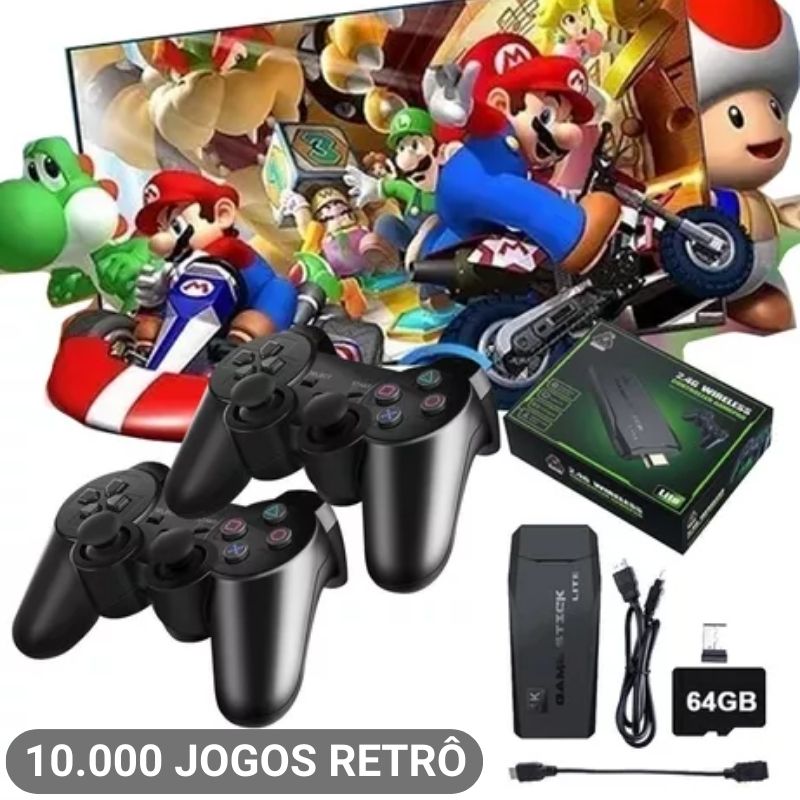 Vídeo Game Retro 34 Mil jogos 64 GB 2 Controles Modelo PS1 : :  Eletrônicos