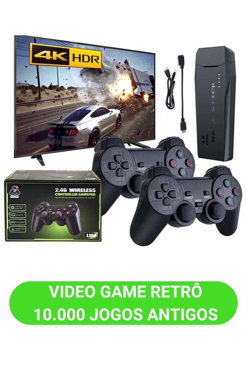Consoles Vídeo Game 4k 10000 Jogos 2 Controles Sem Fio Retro - Na Soluções  Store você acha diversos produtos com os melhores preços. Vem ver!